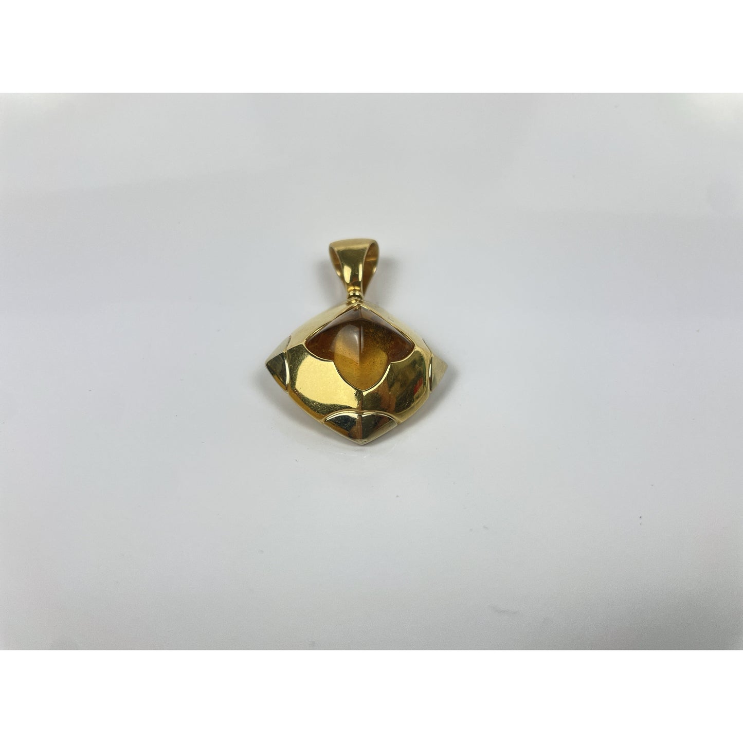 Vintage Bvlgari Pyramid 18k Gold Citrine Pendant