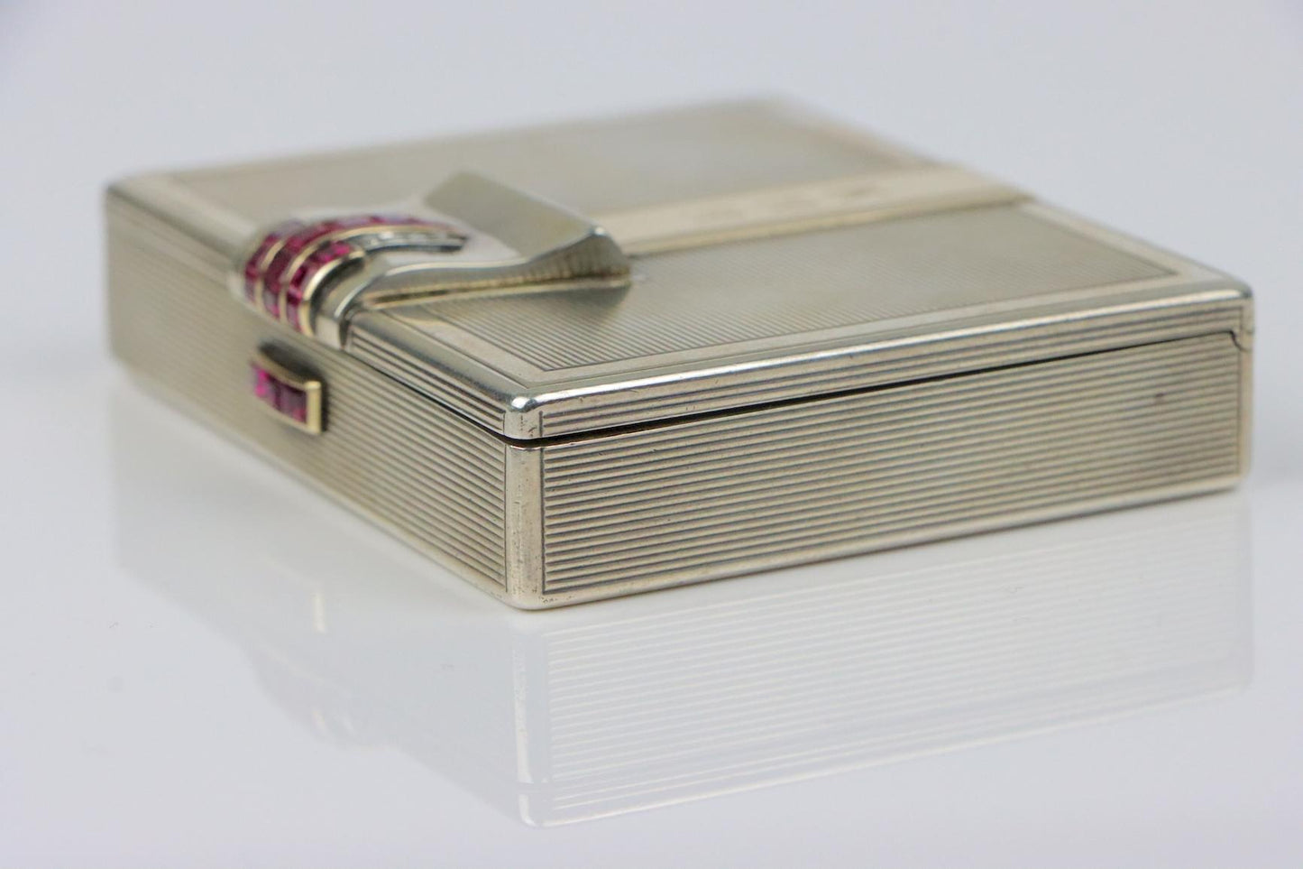 Retro Tiffany & Co. 14k Gold and Silver Ruby Compact Powder Case