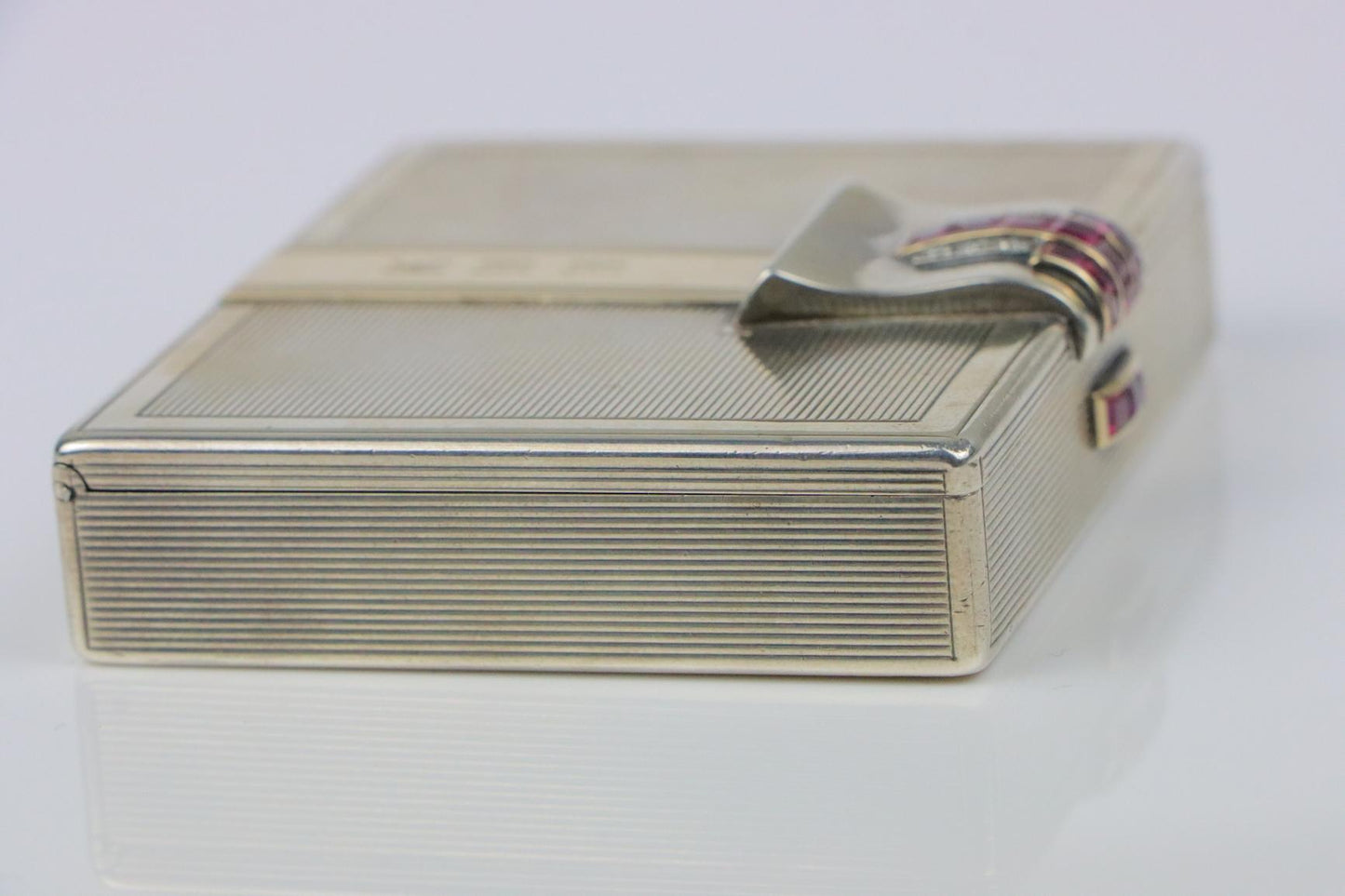 Retro Tiffany & Co. 14k Gold and Silver Ruby Compact Powder Case
