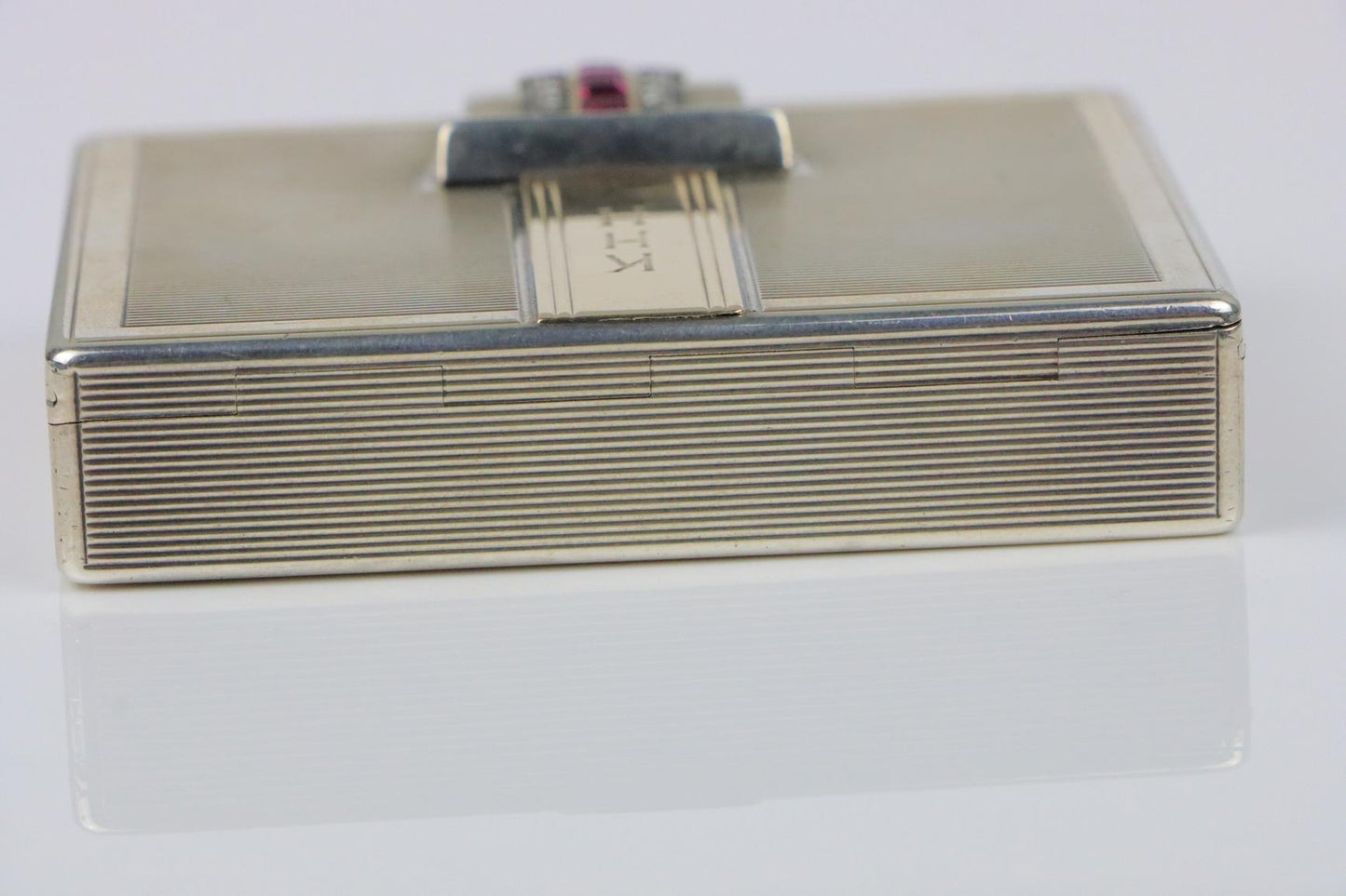 Retro Tiffany & Co. 14k Gold and Silver Ruby Compact Powder Case