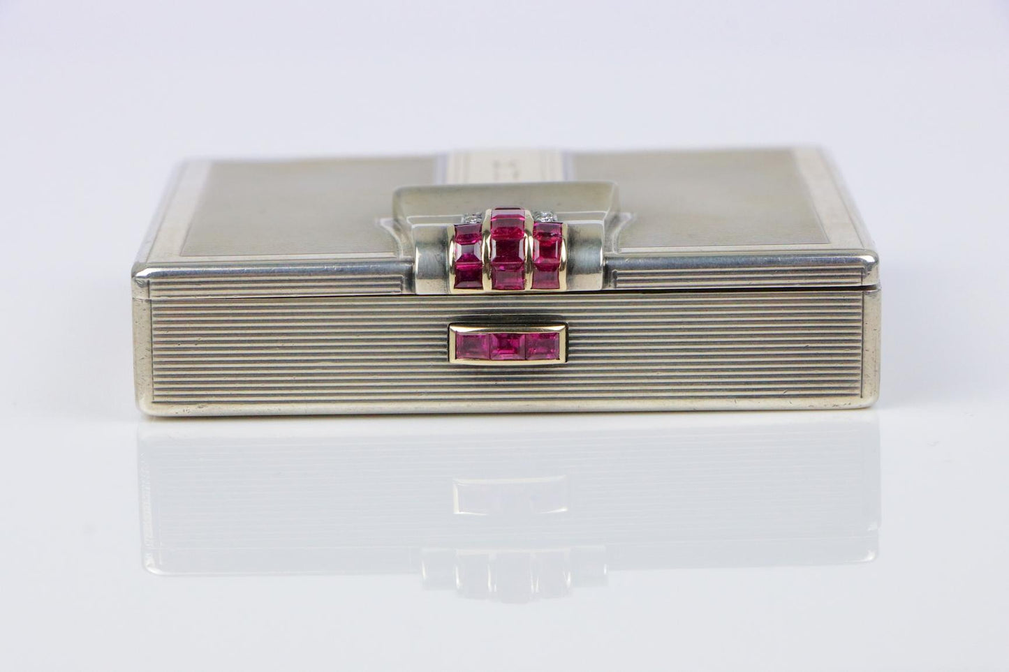 Retro Tiffany & Co. 14k Gold and Silver Ruby Compact Powder Case