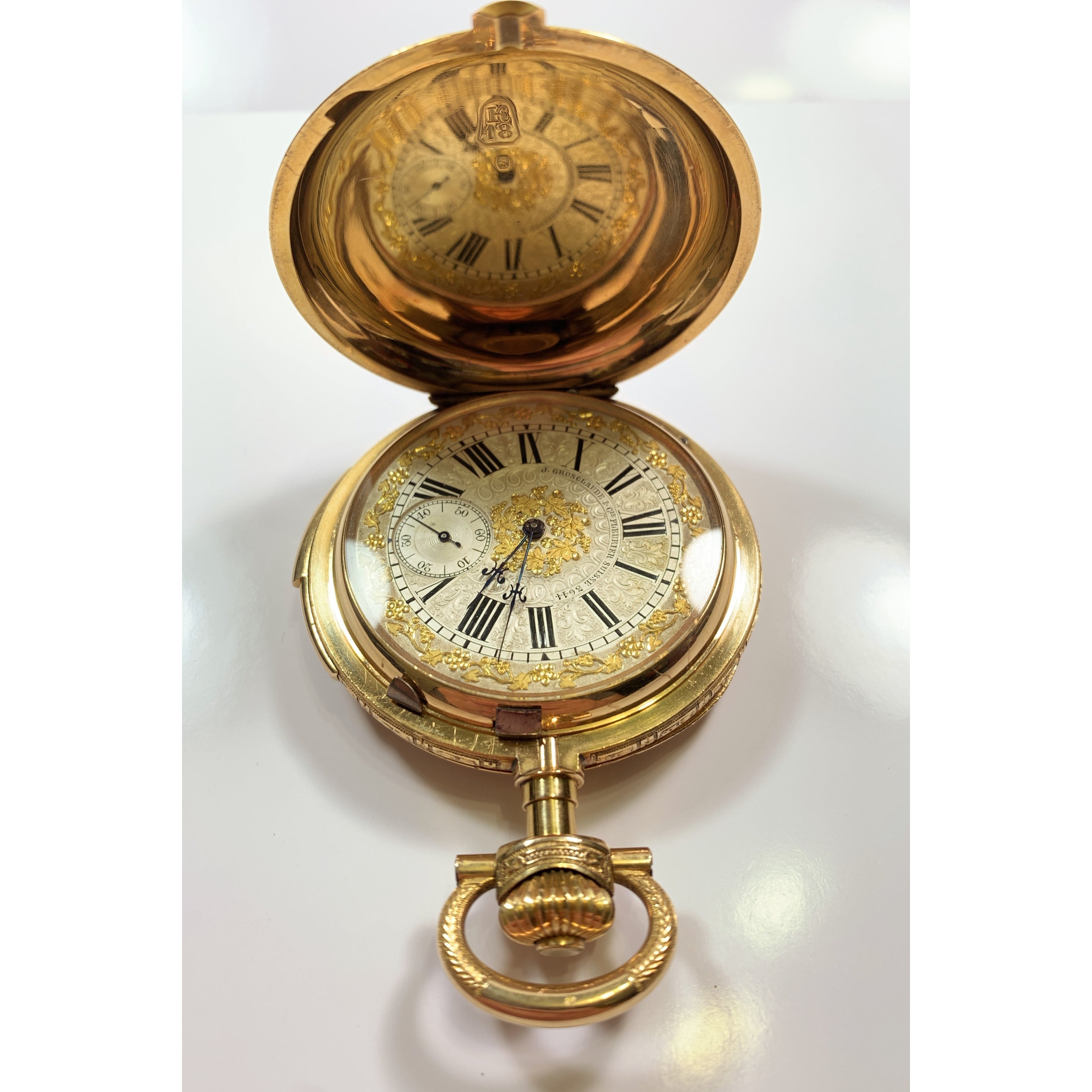 18k Gold Grosclaude Minute Repeater Pocket Watch Jewelry Grove