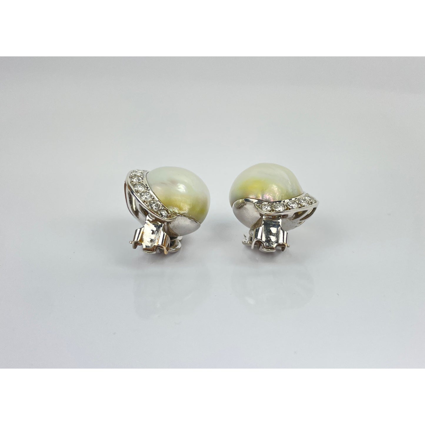 Vintage Seaman Schepps Pair of 14k Gold Pearl Earrings