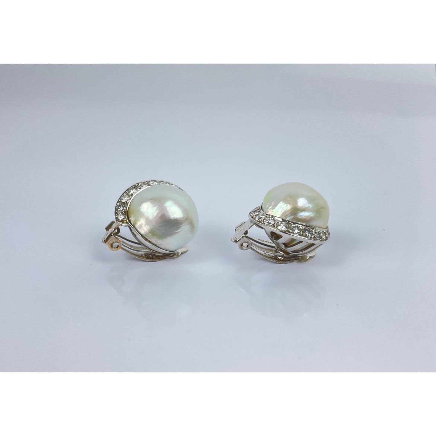 Vintage Seaman Schepps Pair of 14k Gold Pearl Earrings
