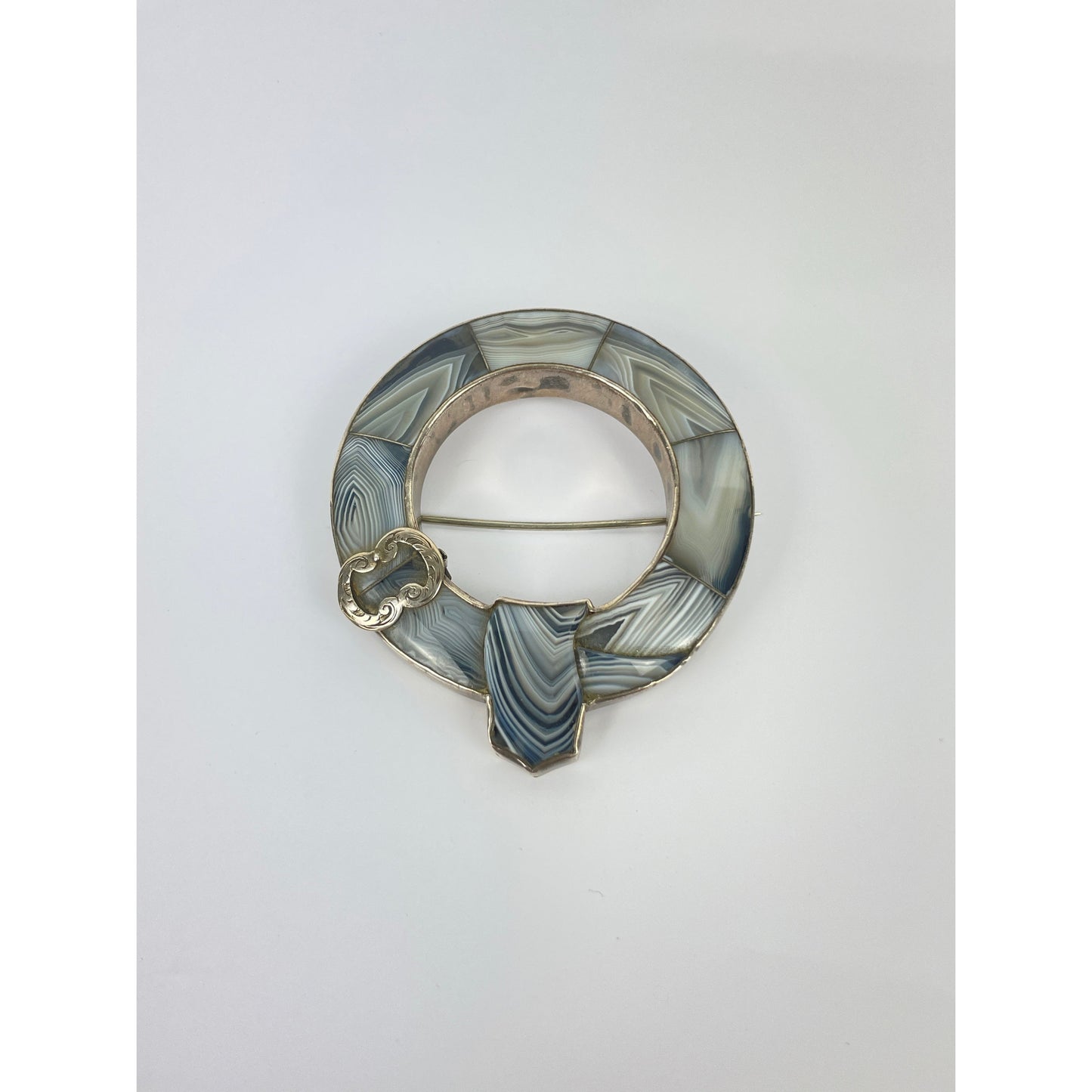 Danish Sterling Agate Brooch Pendant