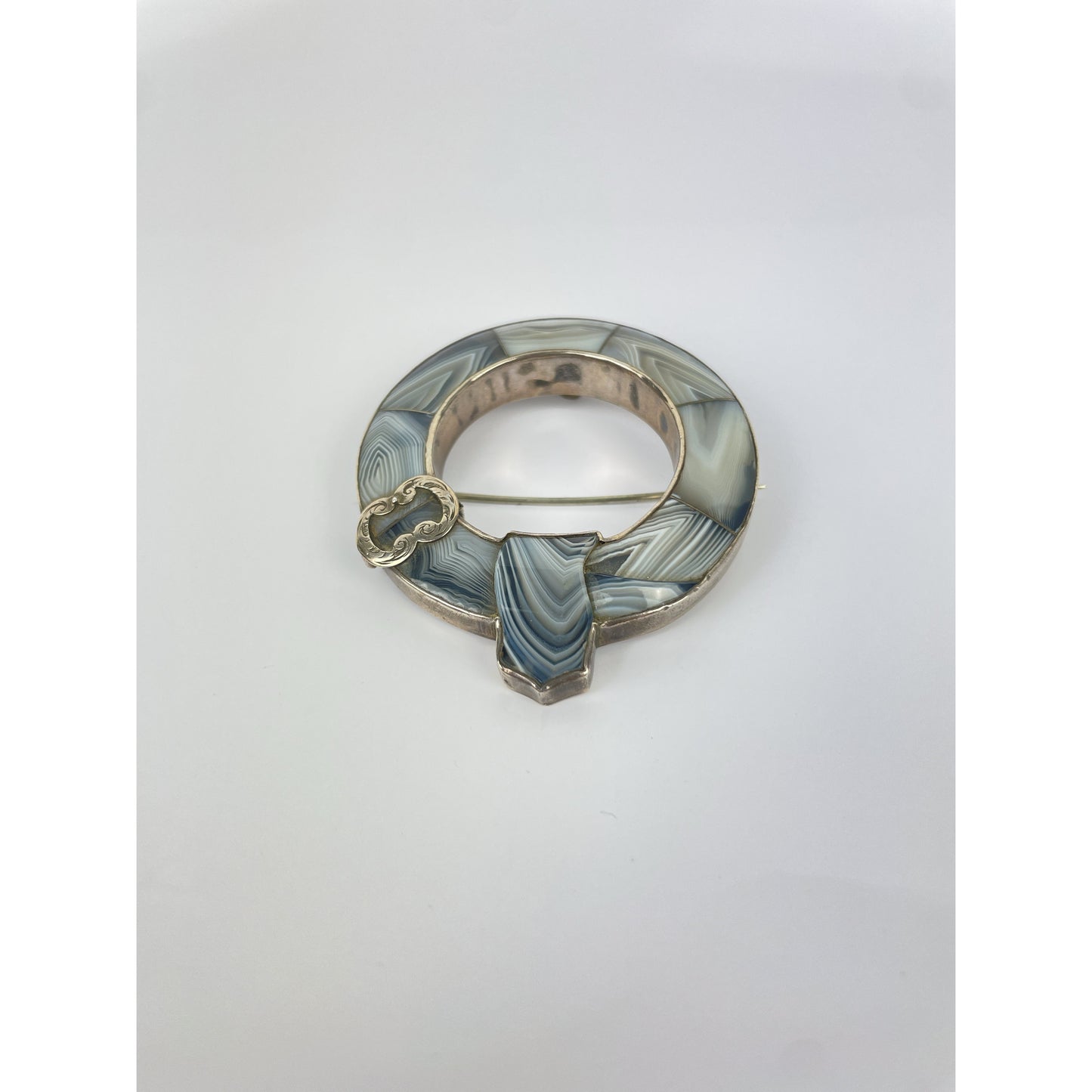 Danish Sterling Agate Brooch Pendant