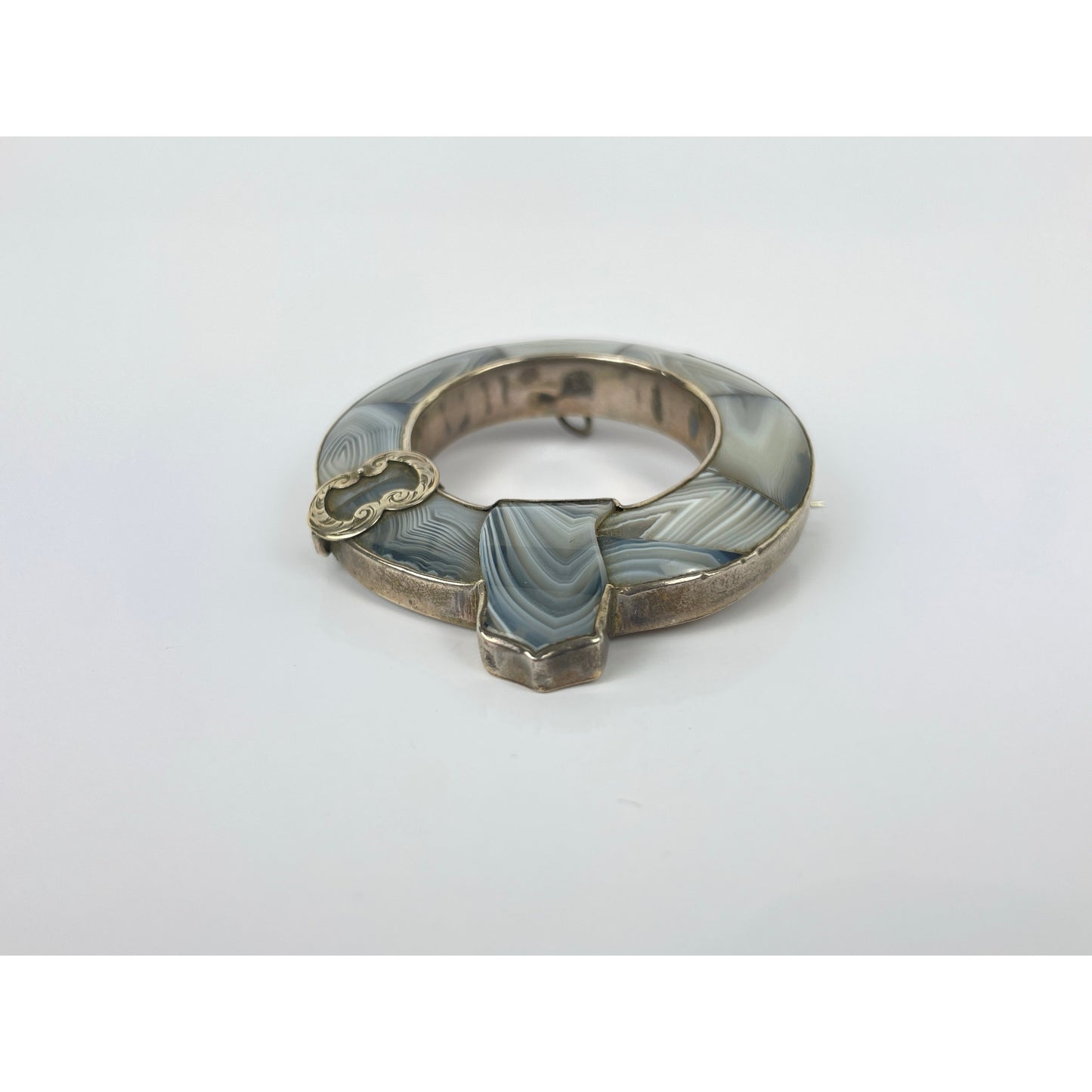 Danish Sterling Agate Brooch Pendant