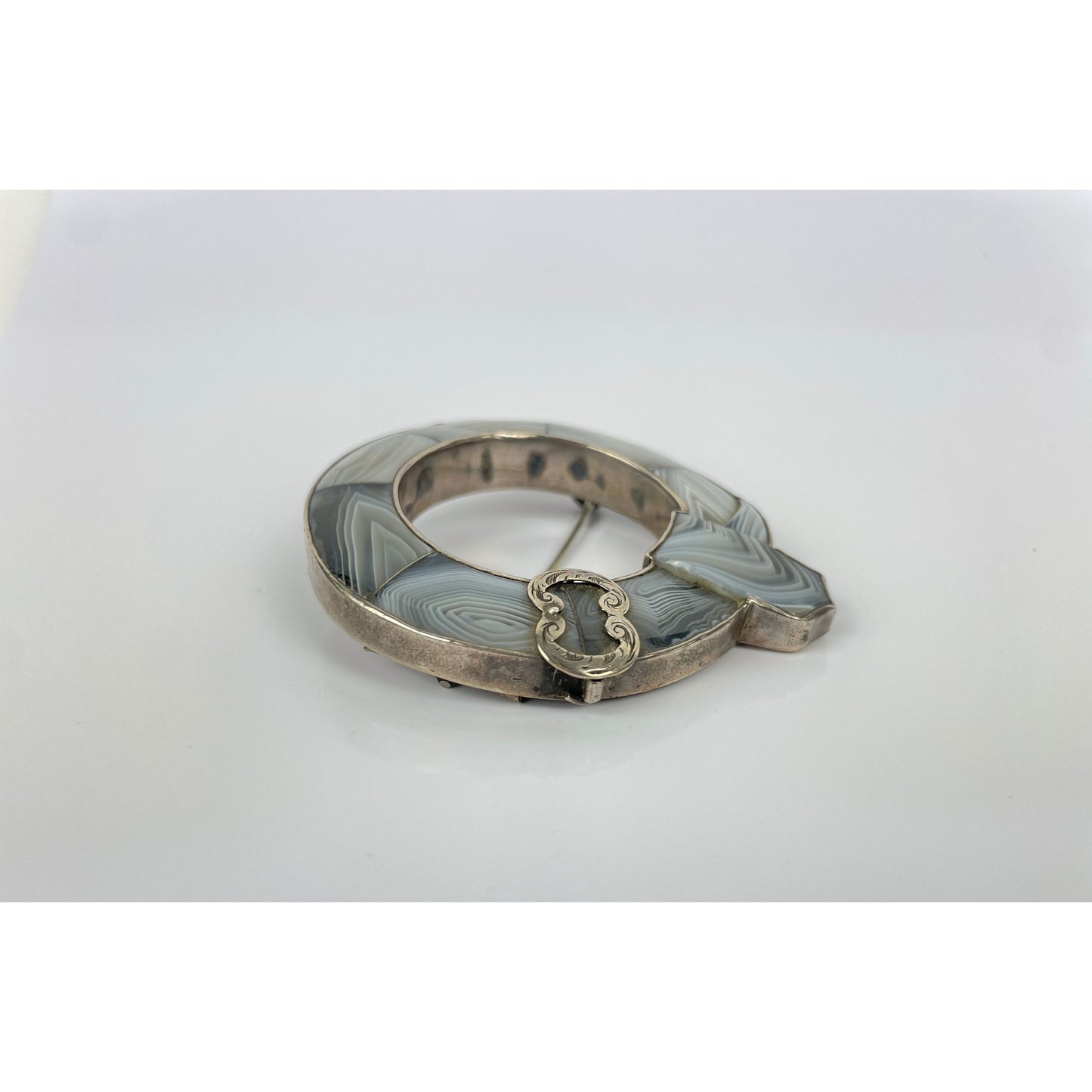 Danish Sterling Agate Brooch Pendant