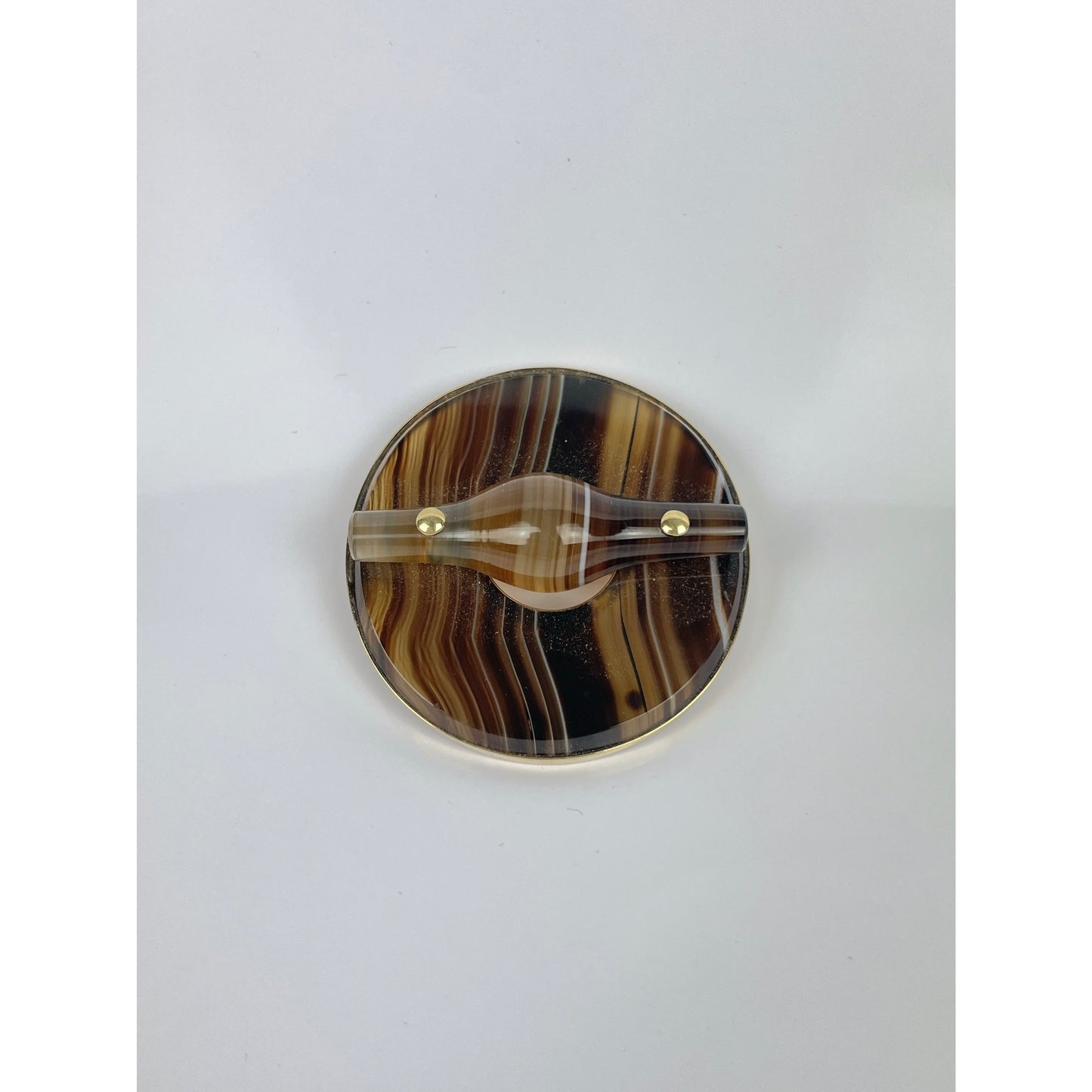 14k Gold Banded Agate Brooch Pin
