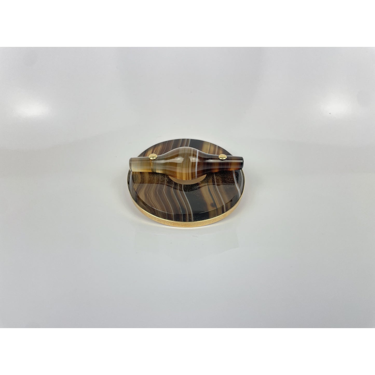 14k Gold Banded Agate Brooch Pin