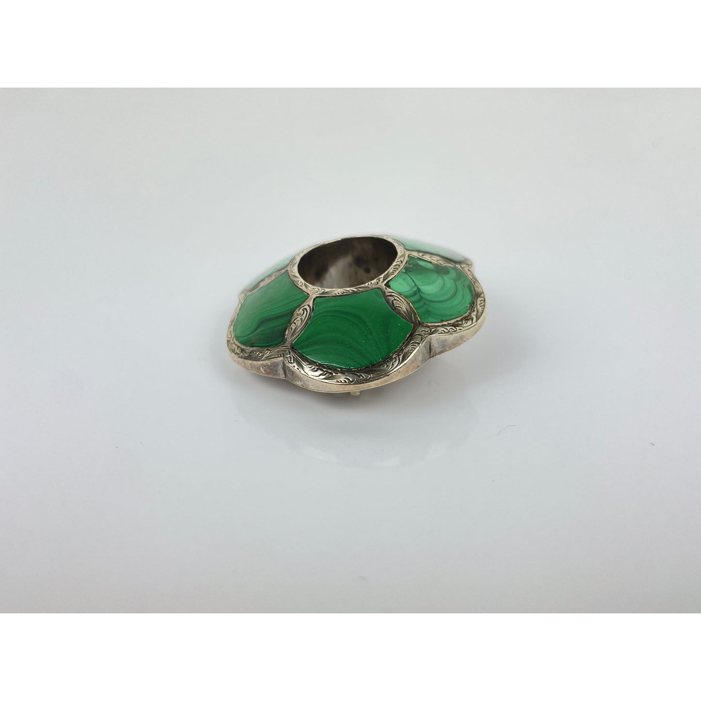 Sterling Silver Malachite Brooch Pendant Brooch