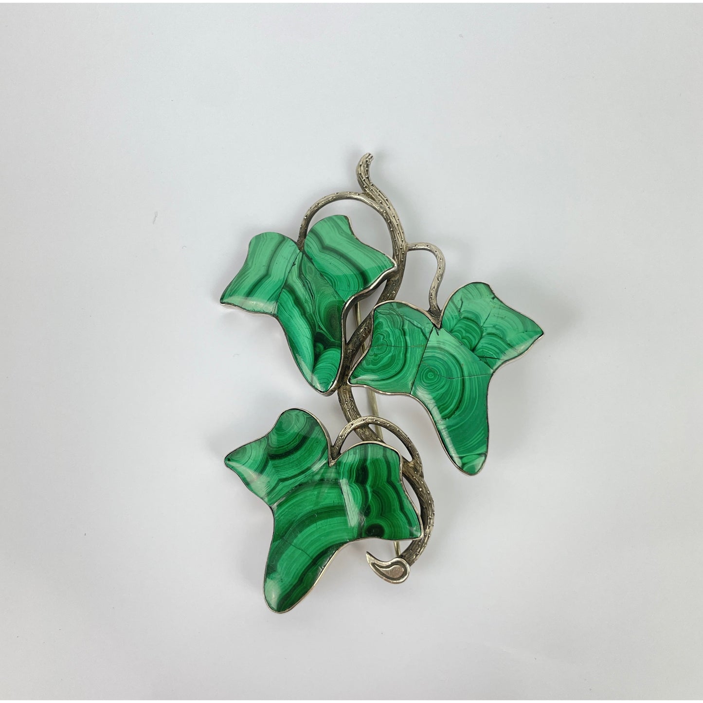 Sterling Silver Malachite Brooch Pin