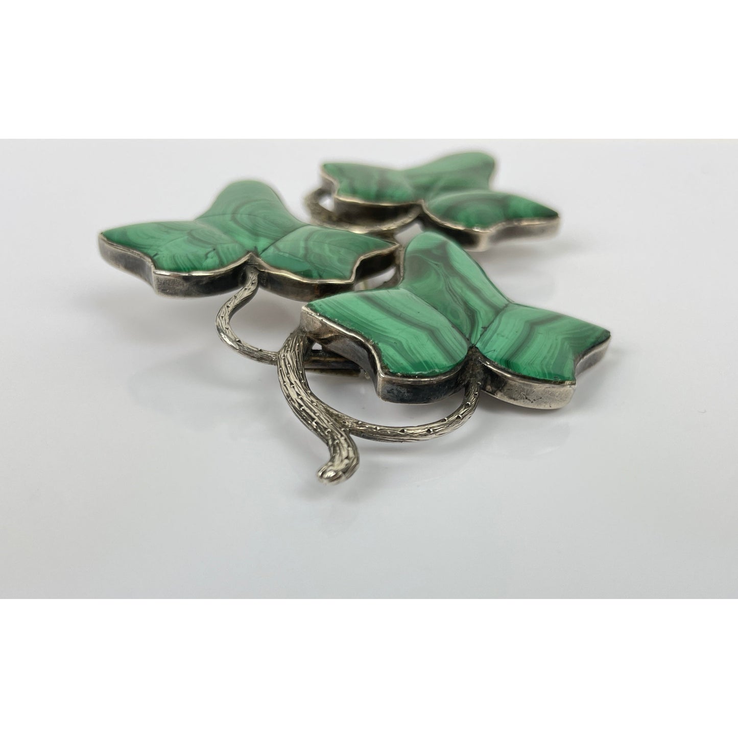 Sterling Silver Malachite Brooch Pin