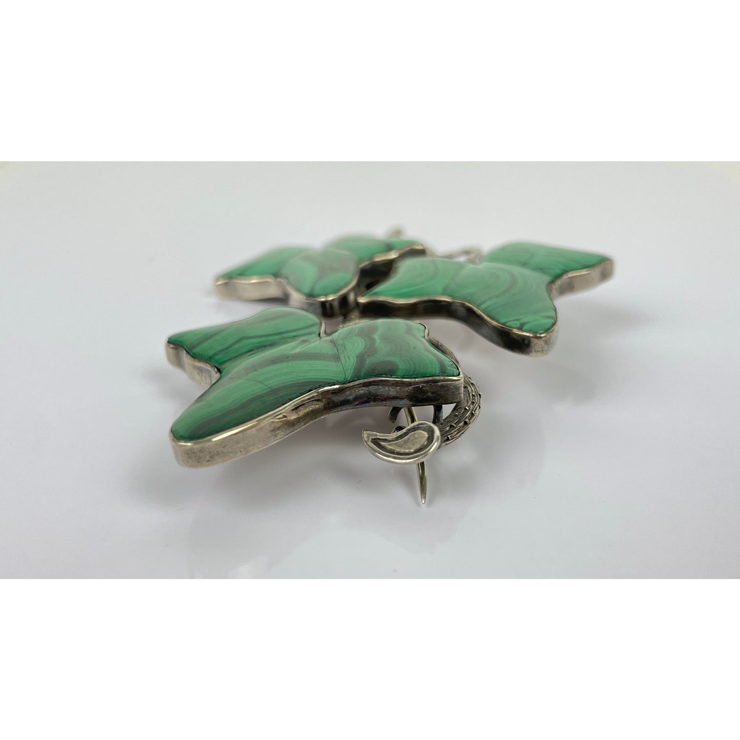 Sterling Silver Malachite Brooch Pin