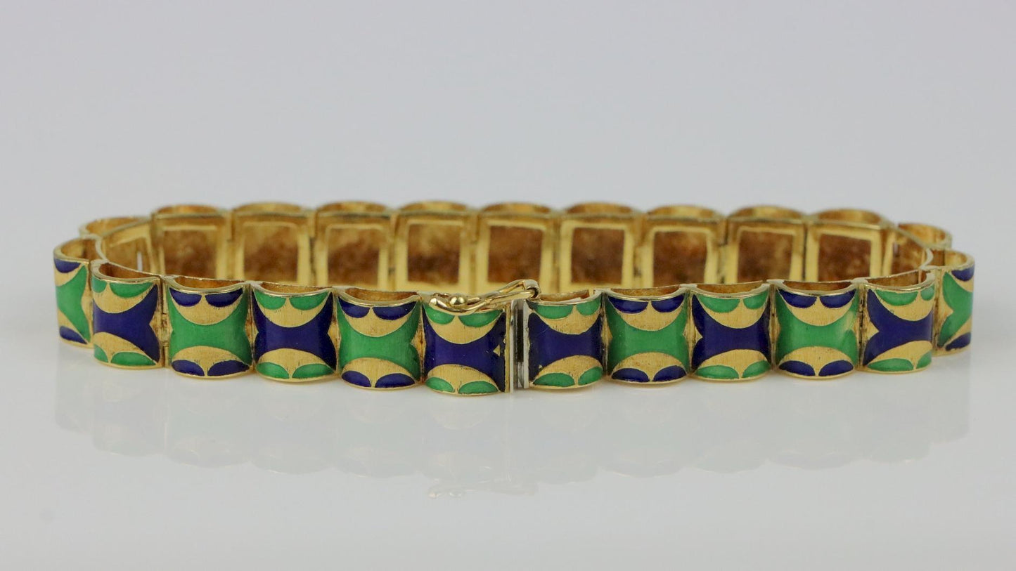 Vintage 18K Gold Enamel Bracelet