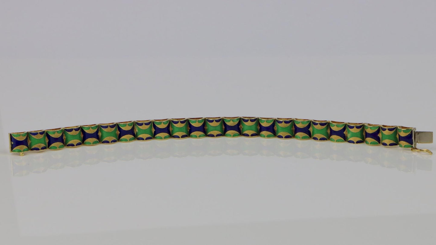 Vintage 18K Gold Enamel Bracelet