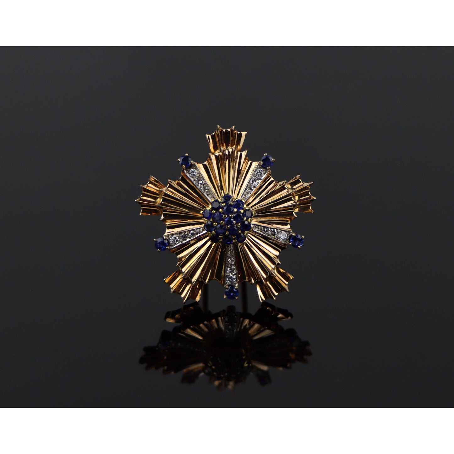 Retro Tiffany & Co. Diamond and Sapphire Starburst Brooch Pin