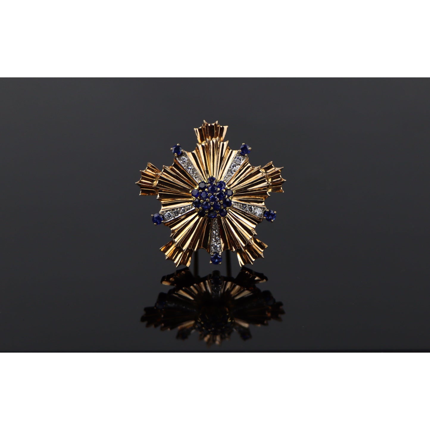 Retro Tiffany & Co. Diamond and Sapphire Starburst Brooch Pin