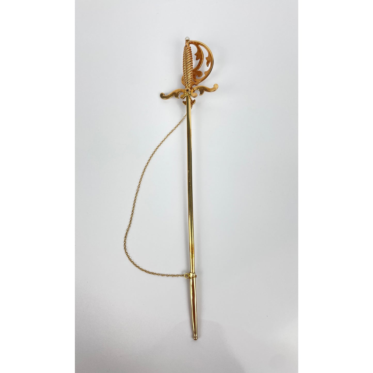 Victorian 14k Gold Seed Pearl Sword Brooch Pin