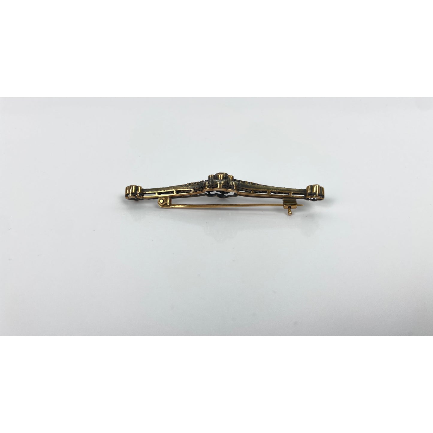 Victorian Gold & Silver Rose Cut Diamond Brooch Pin