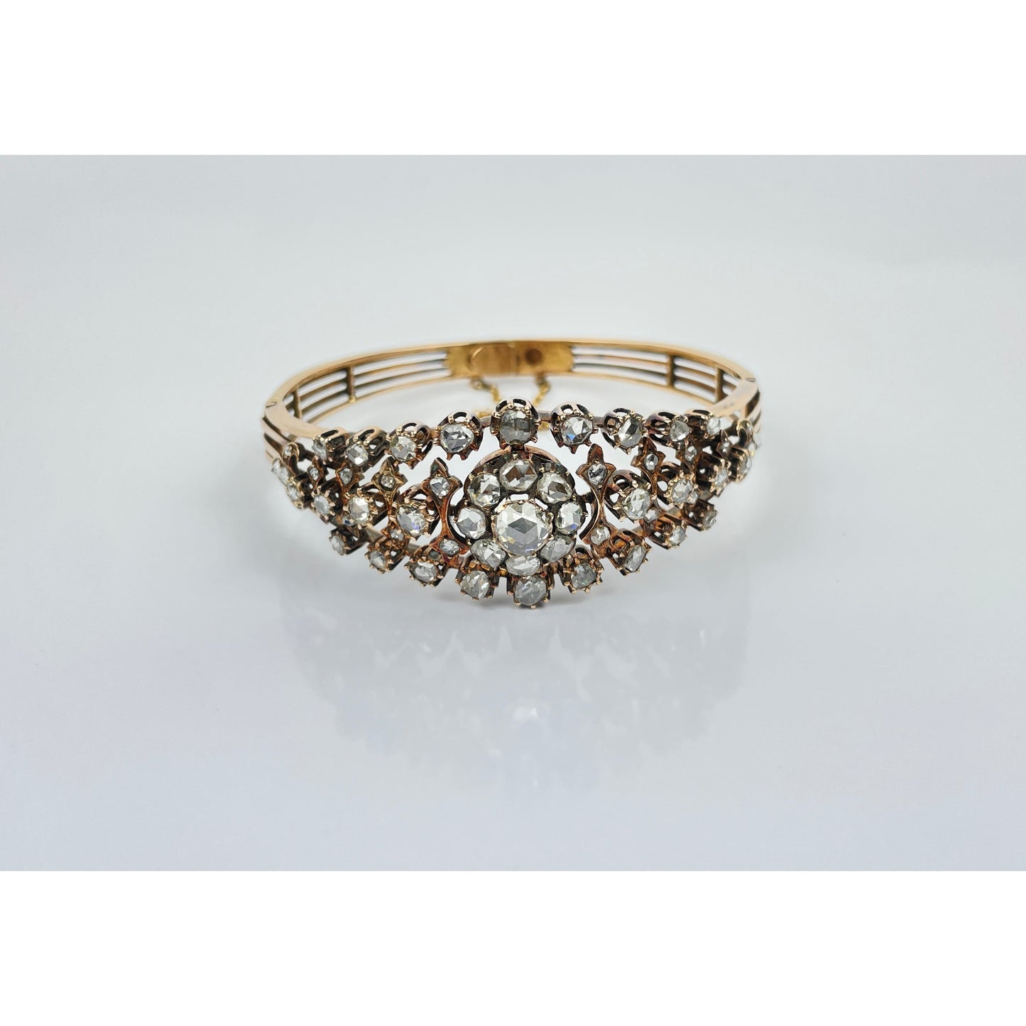 Victorian 14k Gold Rose Cut Diamond Bracelet