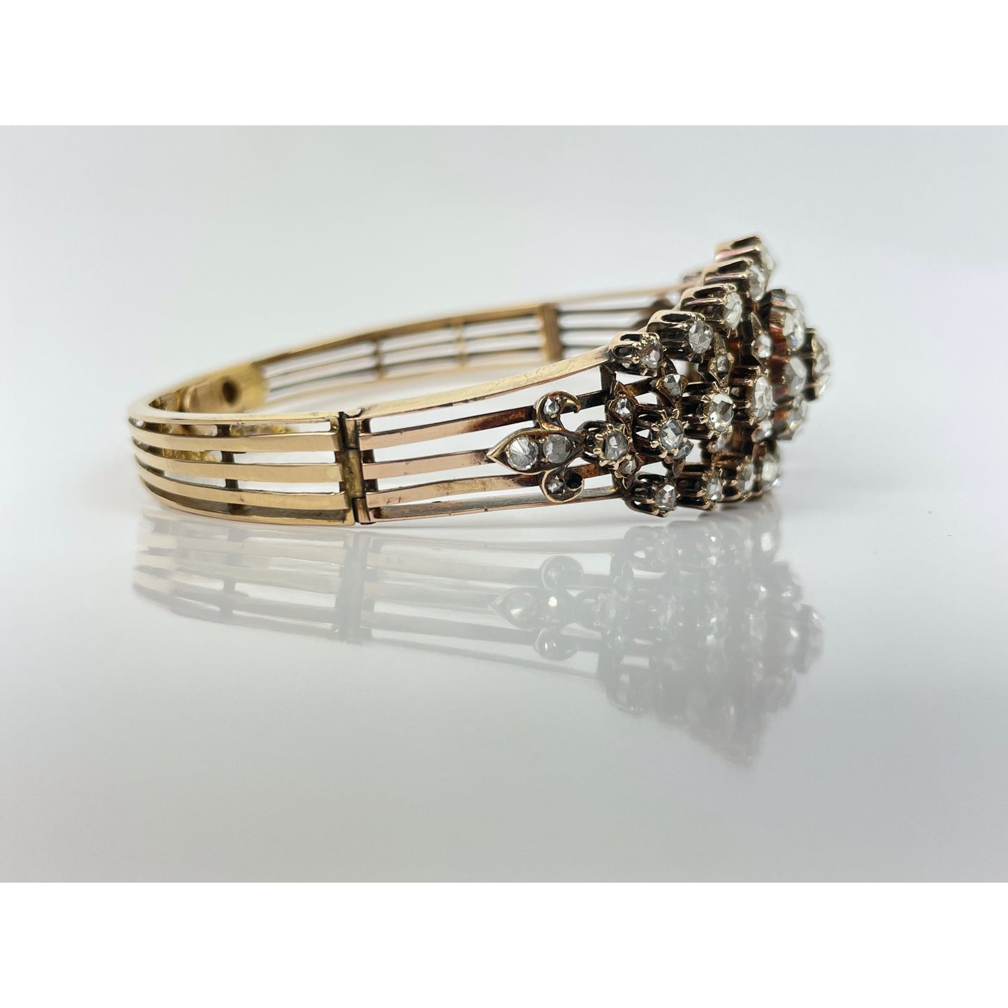Victorian 14k Gold Rose Cut Diamond Bracelet