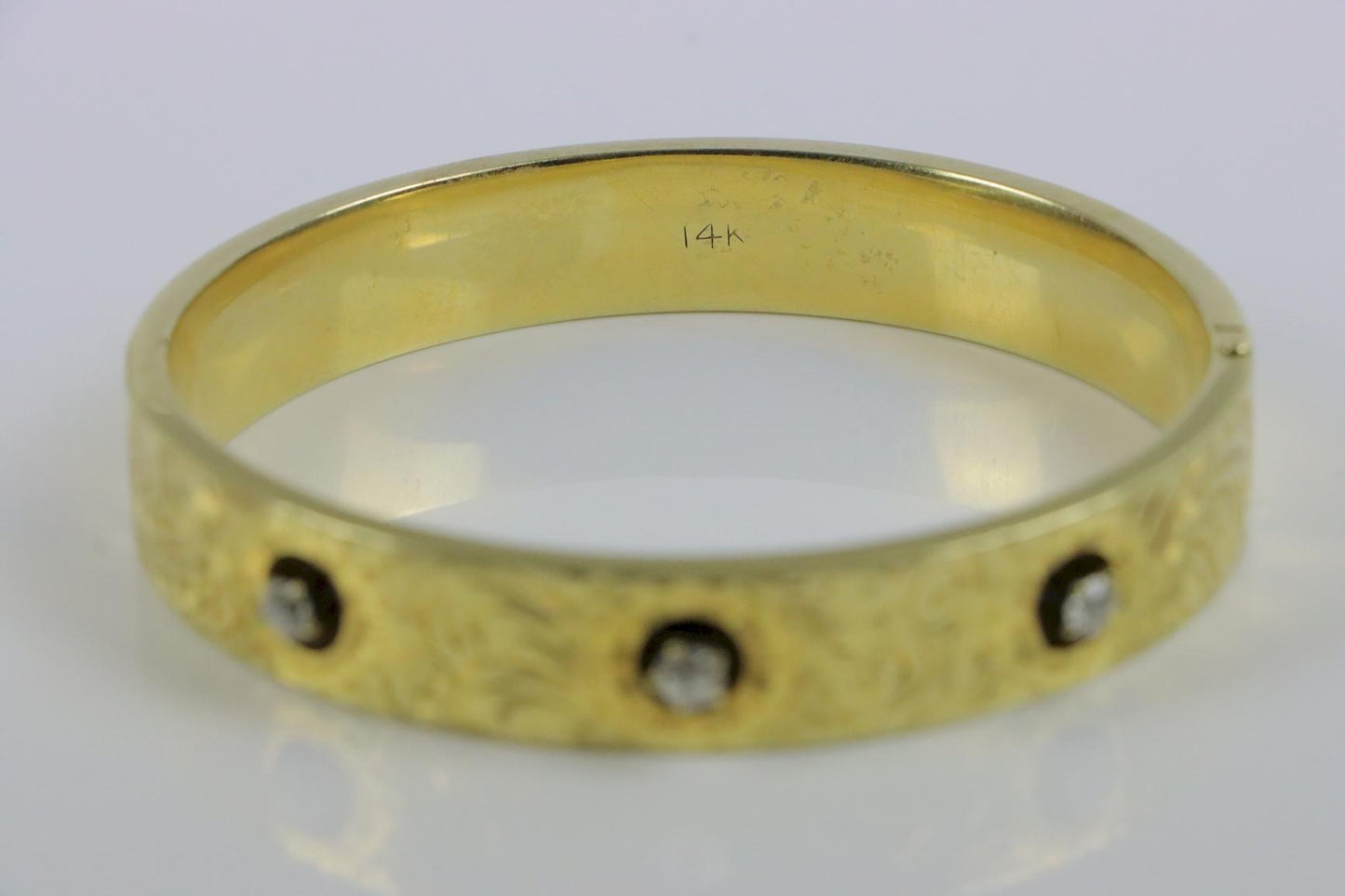 Victorian 14K Gold & Diamond Bangle Bracelet