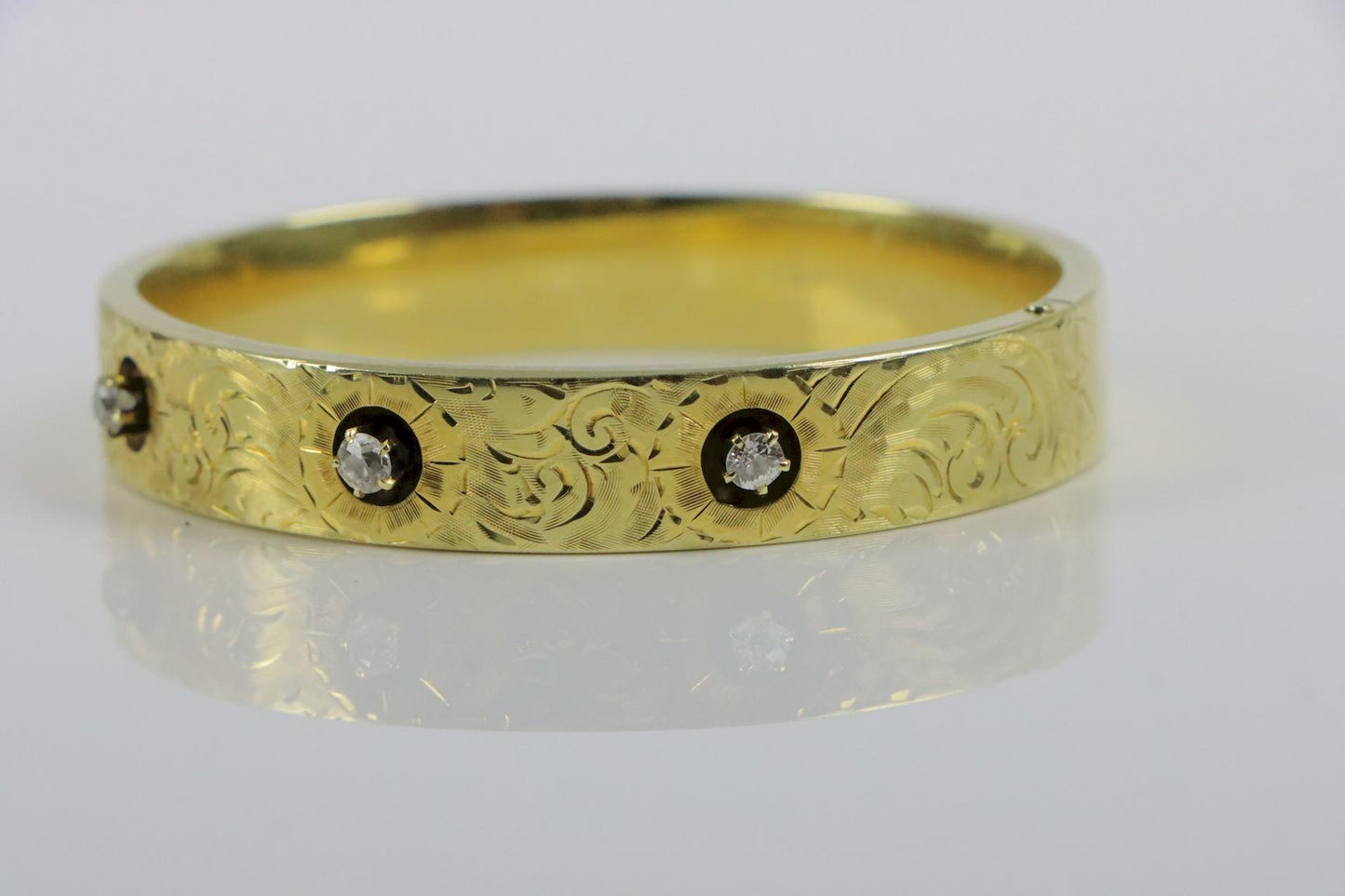 Victorian 14K Gold & Diamond Bangle Bracelet