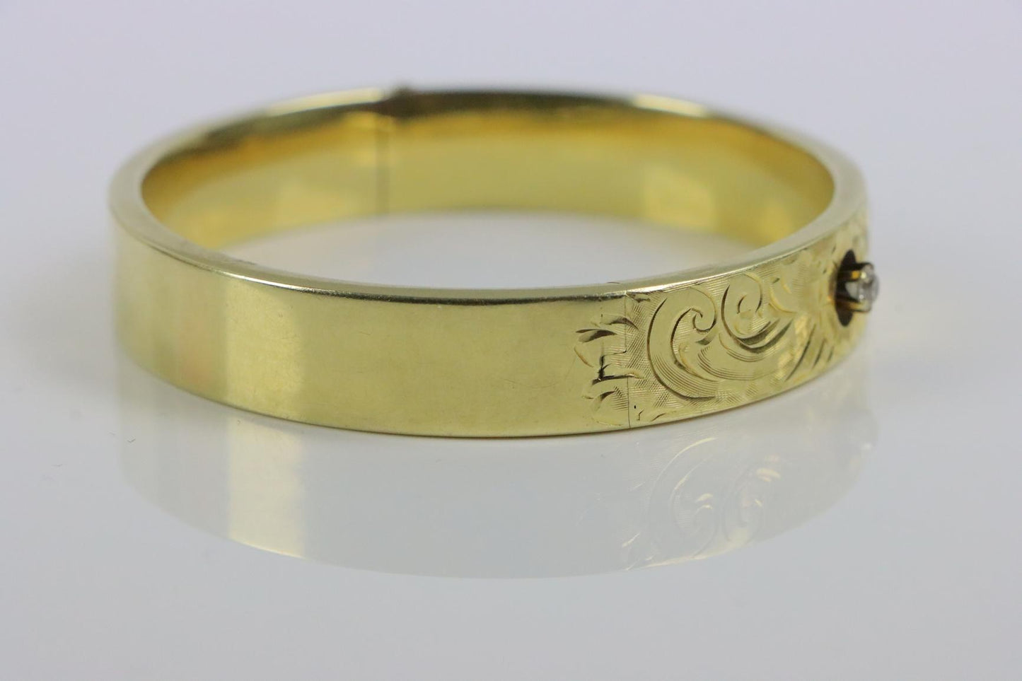 Victorian 14K Gold & Diamond Bangle Bracelet
