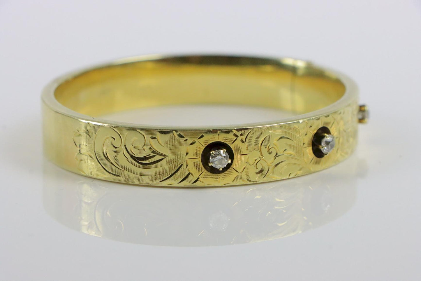 Victorian 14K Gold & Diamond Bangle Bracelet