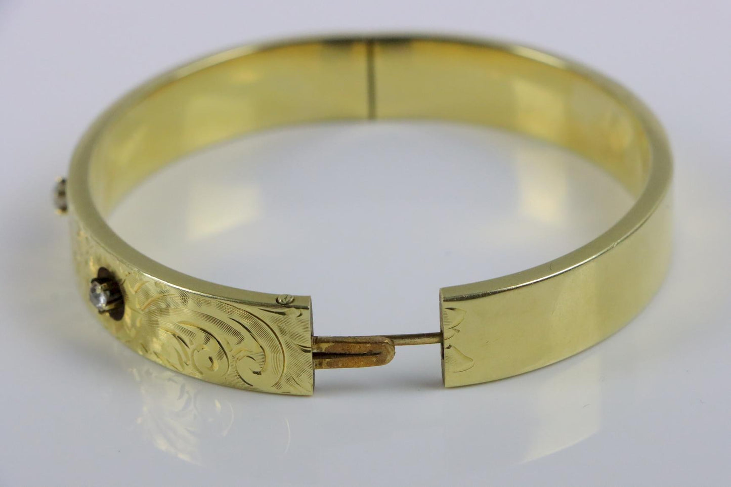 Victorian 14K Gold & Diamond Bangle Bracelet