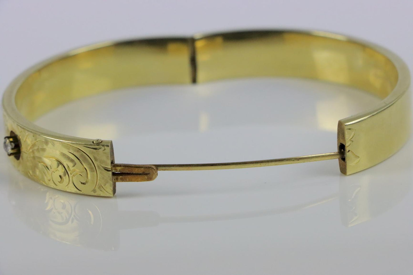 Victorian 14K Gold & Diamond Bangle Bracelet