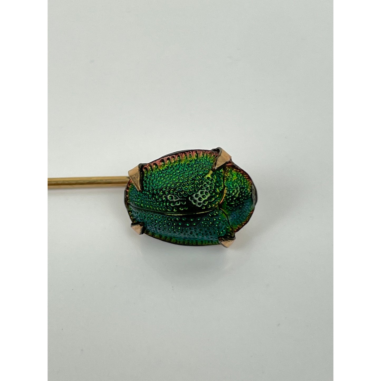 Victorian Era Egyptian Revival 14k Gold Scarab Stick Pin Button Set