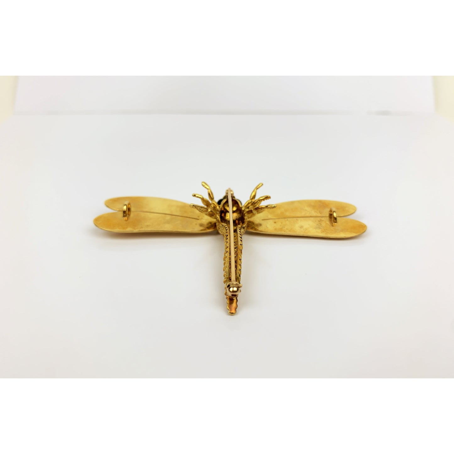 Cellino 18k Gold Black Onyx Dragon Fly Brooch Pin Pendant