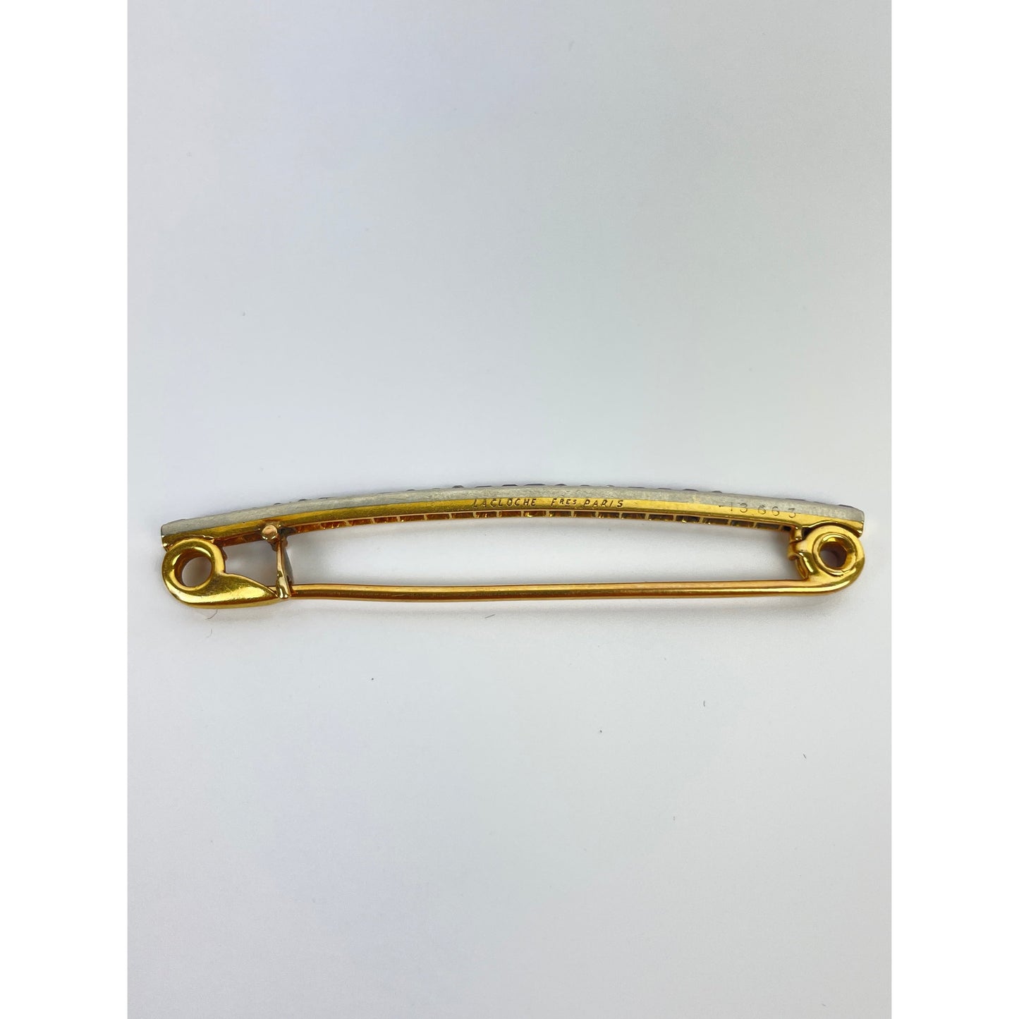 Lacloche Frères 18k Gold Platinum Ruby Diamond Line Brooch
