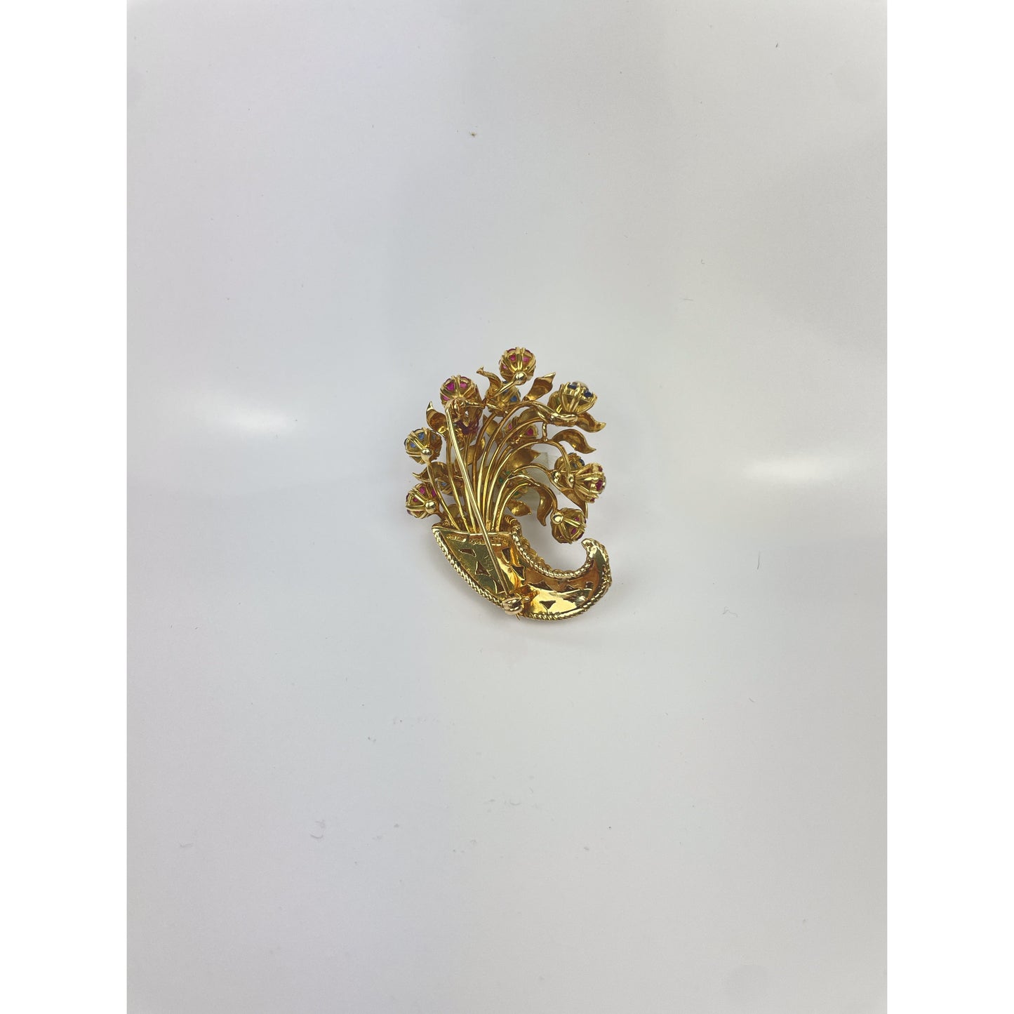 Retro Tiffany & Co. En Tremblant Gem Set Gold Brooch Pin