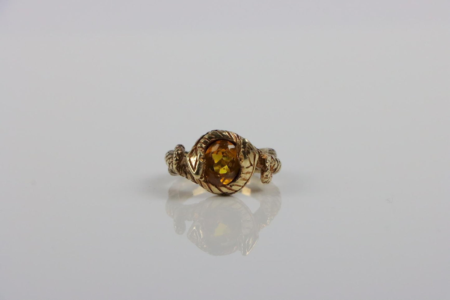 Vintage 18K Gold Citrine Snake Ring