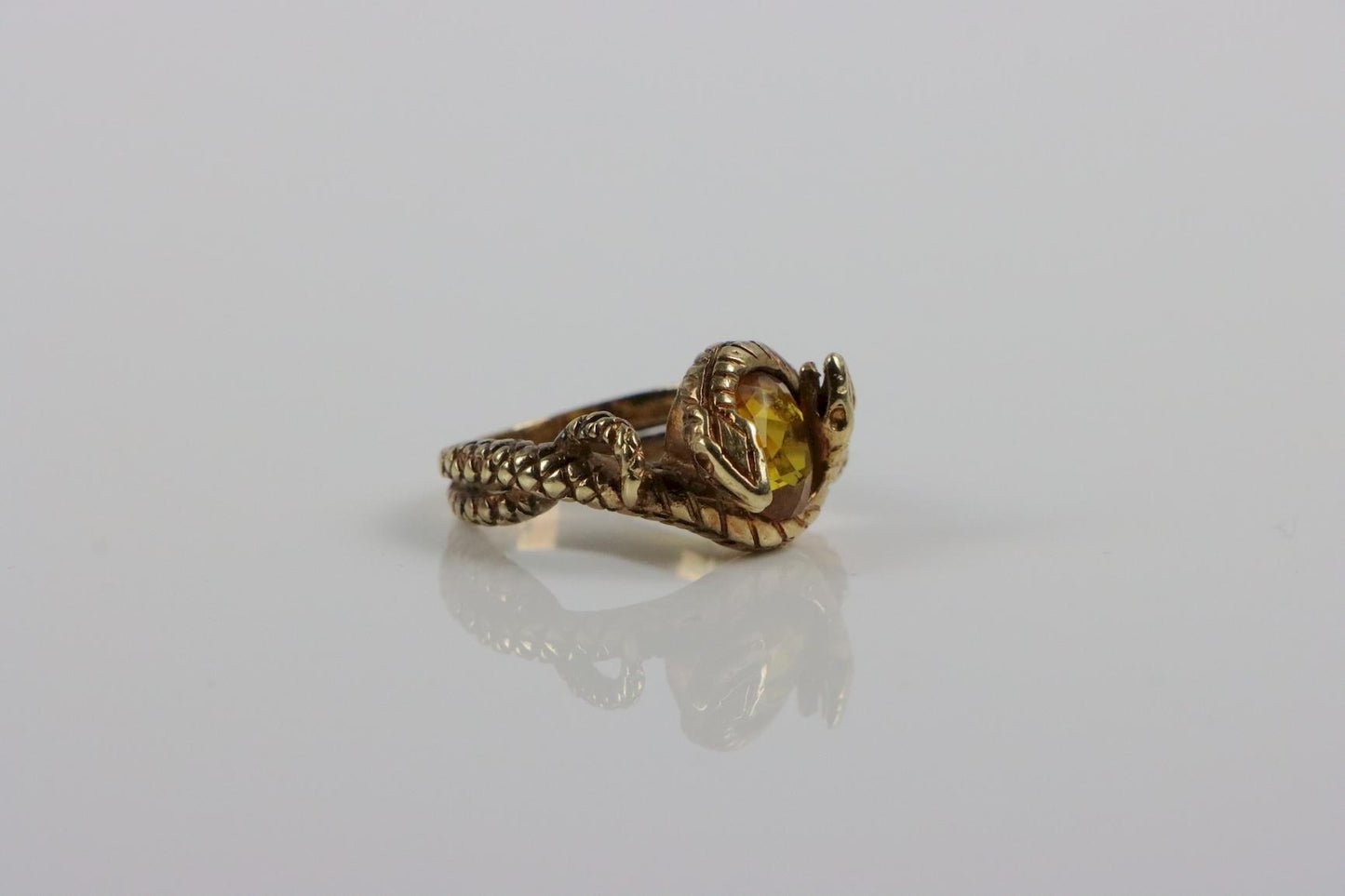 Vintage 18K Gold Citrine Snake Ring