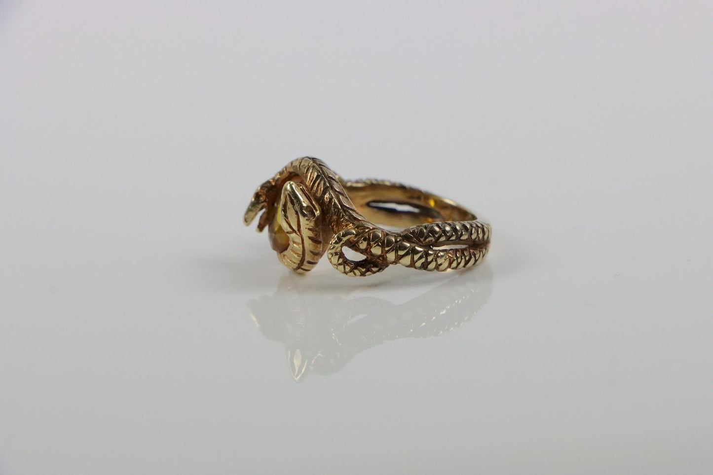 Vintage 18K Gold Citrine Snake Ring