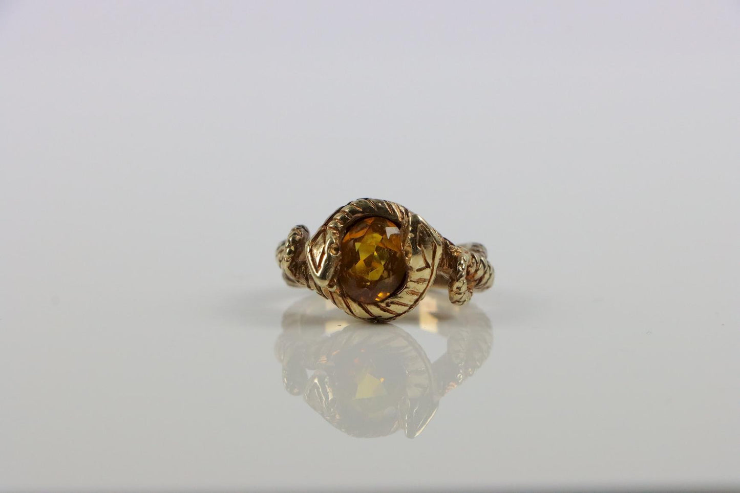 Vintage 18K Gold Citrine Snake Ring
