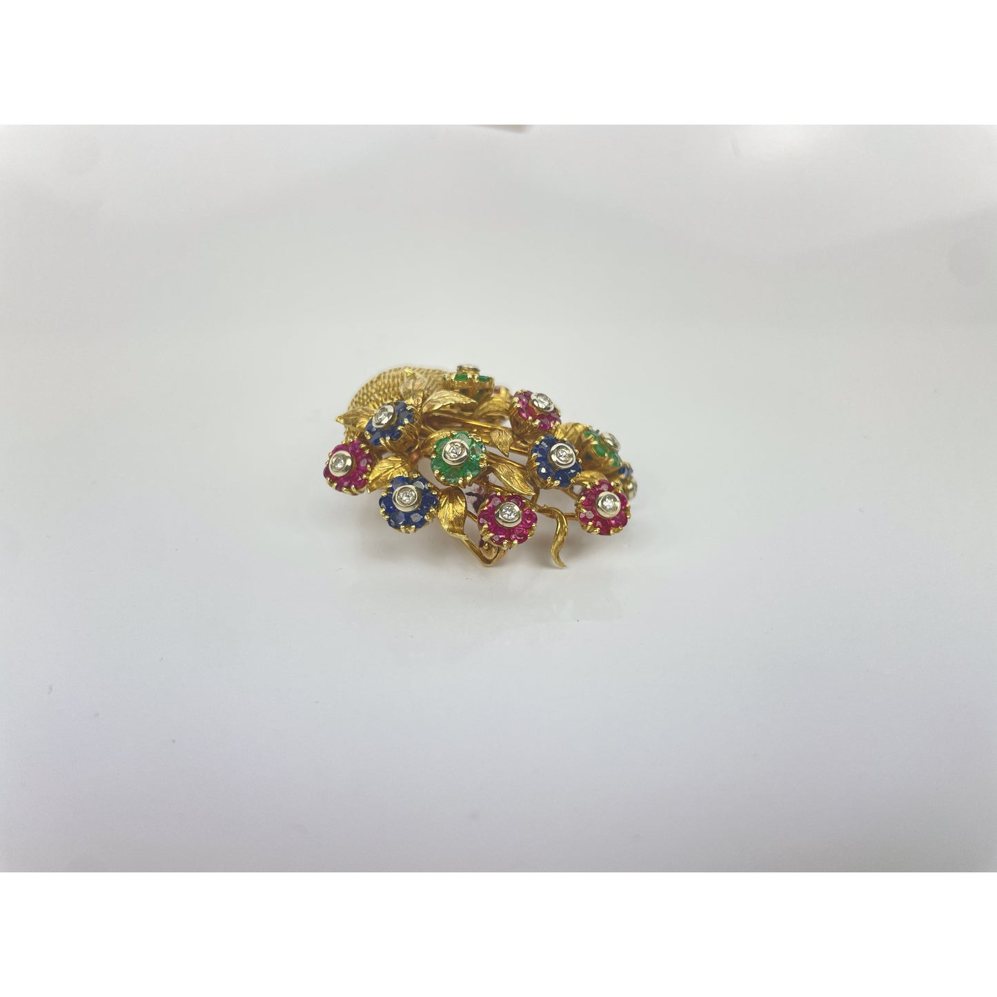 Retro Tiffany & Co. En Tremblant Gem Set Gold Brooch Pin