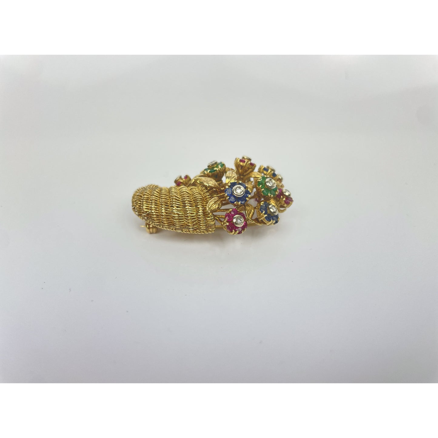 Retro Tiffany & Co. En Tremblant Gem Set Gold Brooch Pin