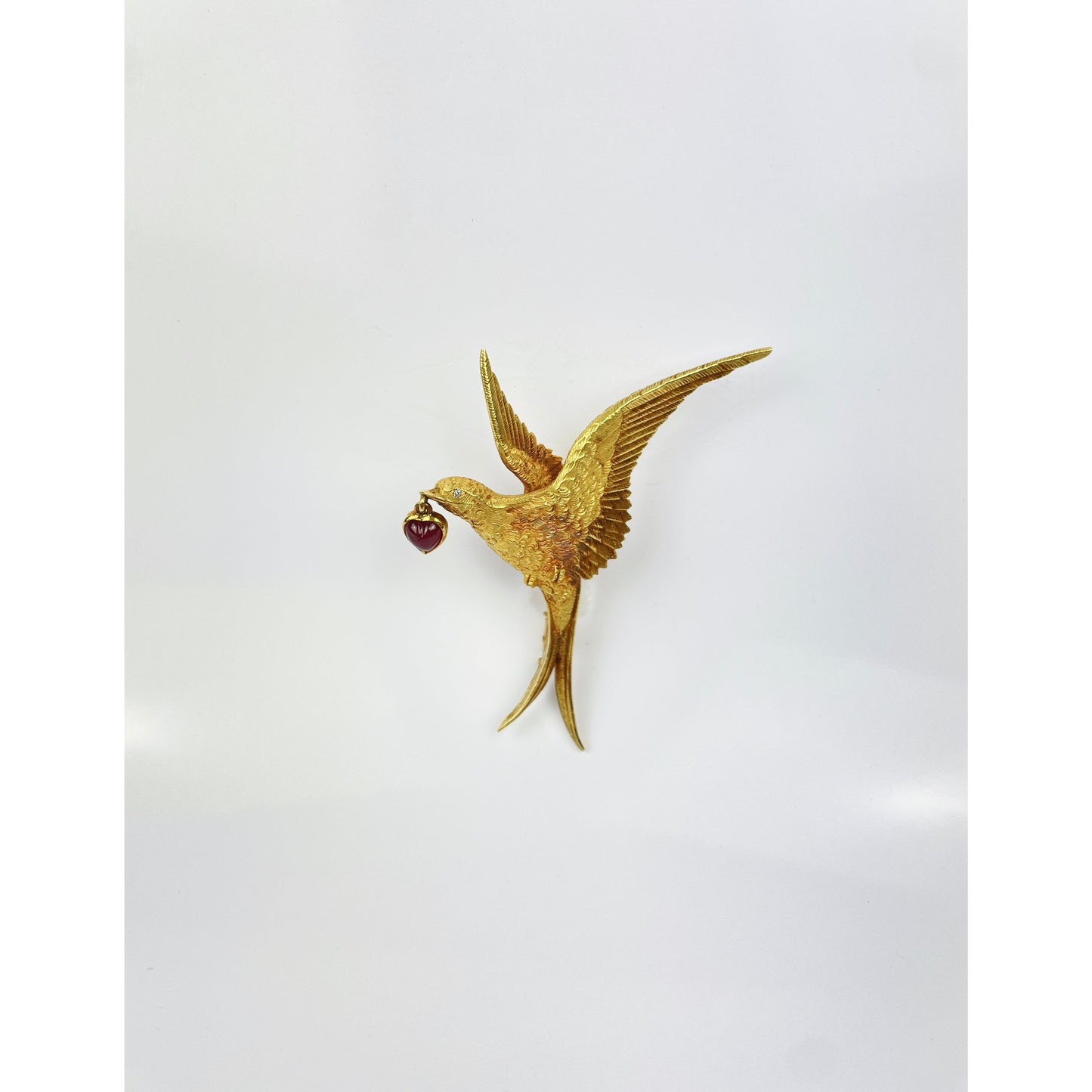 Tiffany & Co. France 20kt Gold Ruby Brooch Pin