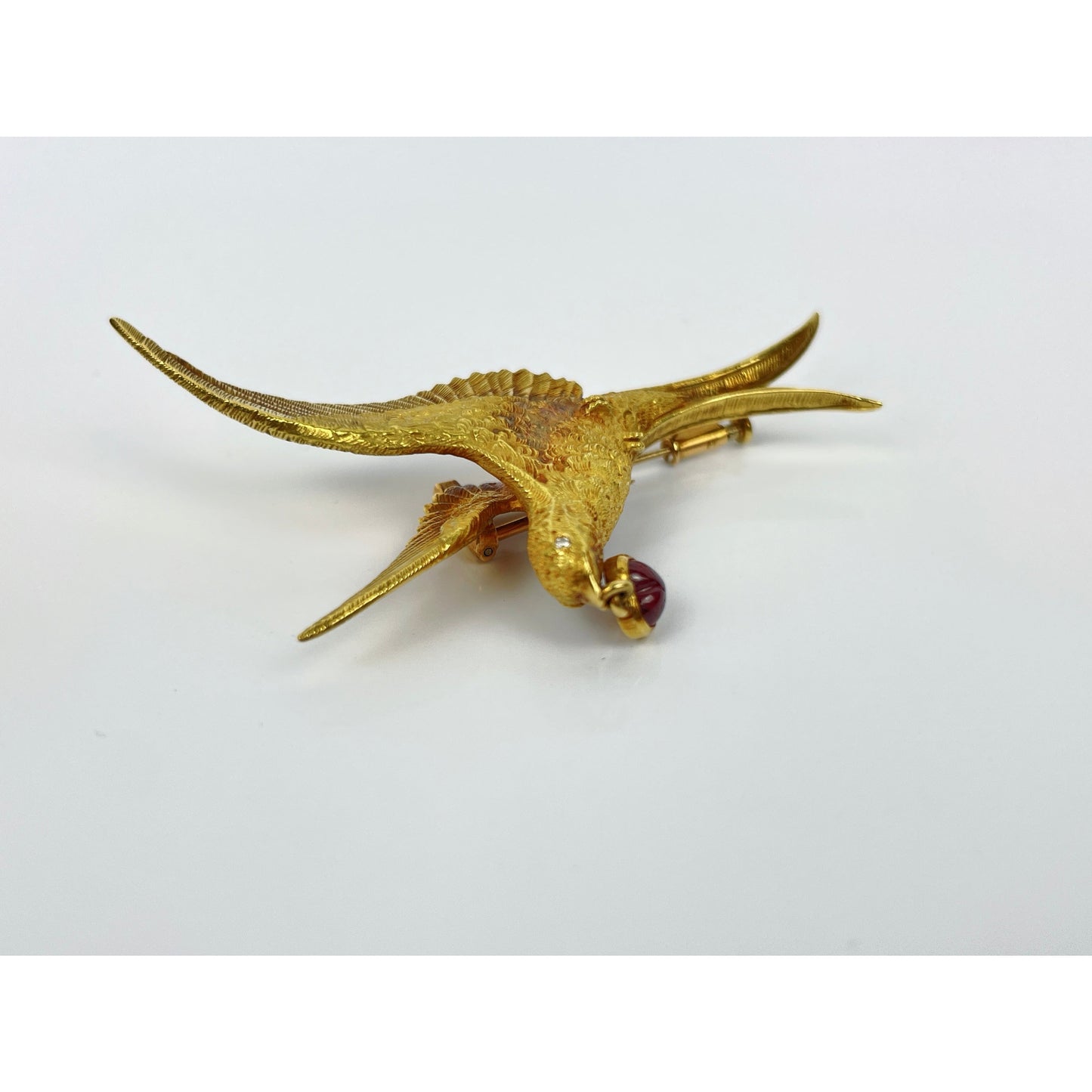 Tiffany & Co. France 20kt Gold Ruby Brooch Pin