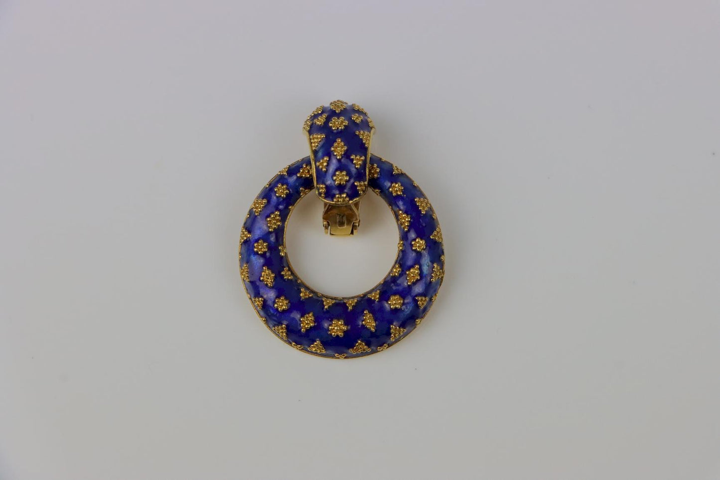 Vintage Lalaounis 18K Gold Enamel Earrings