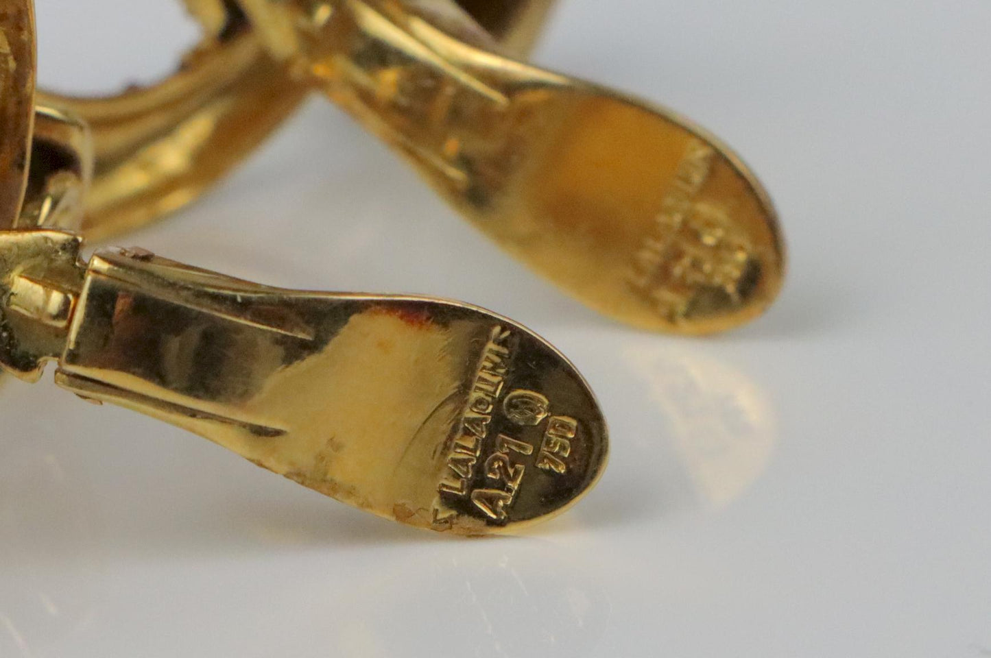 Vintage Lalaounis 18K Gold Enamel Earrings