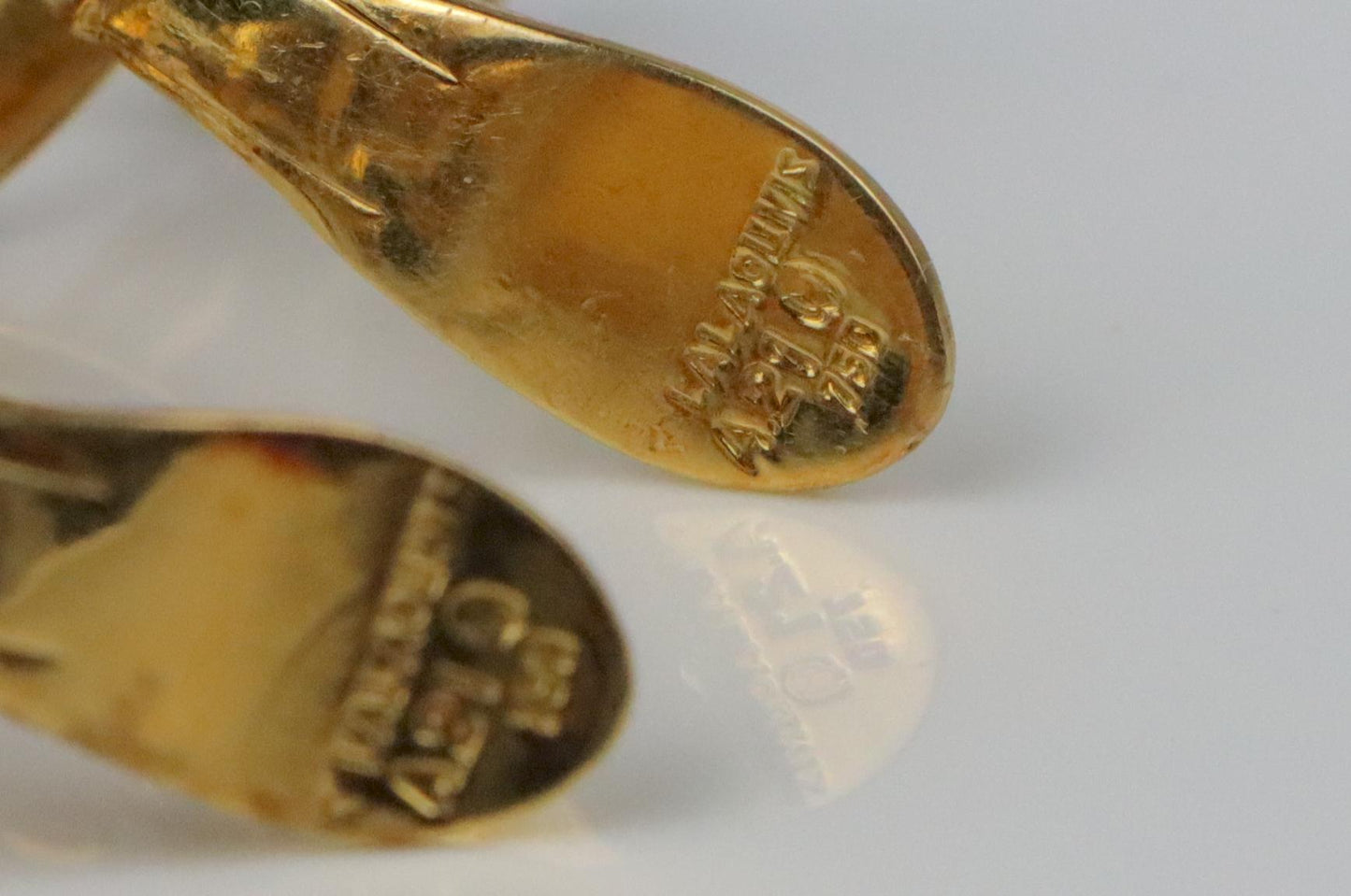 Vintage Lalaounis 18K Gold Enamel Earrings