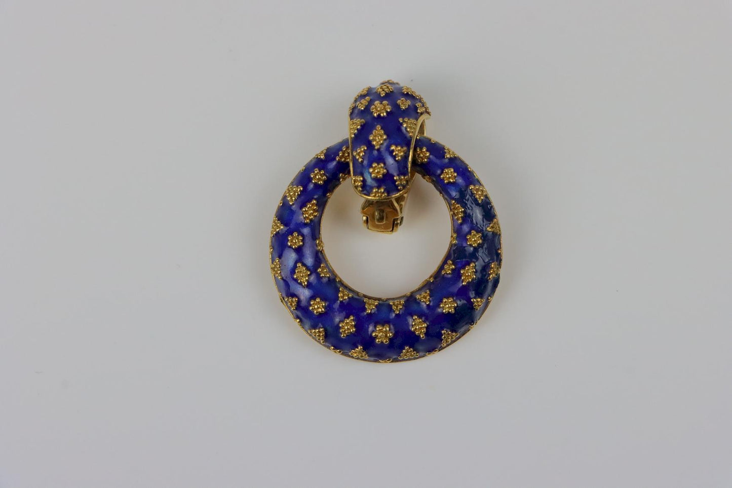 Vintage Lalaounis 18K Gold Enamel Earrings