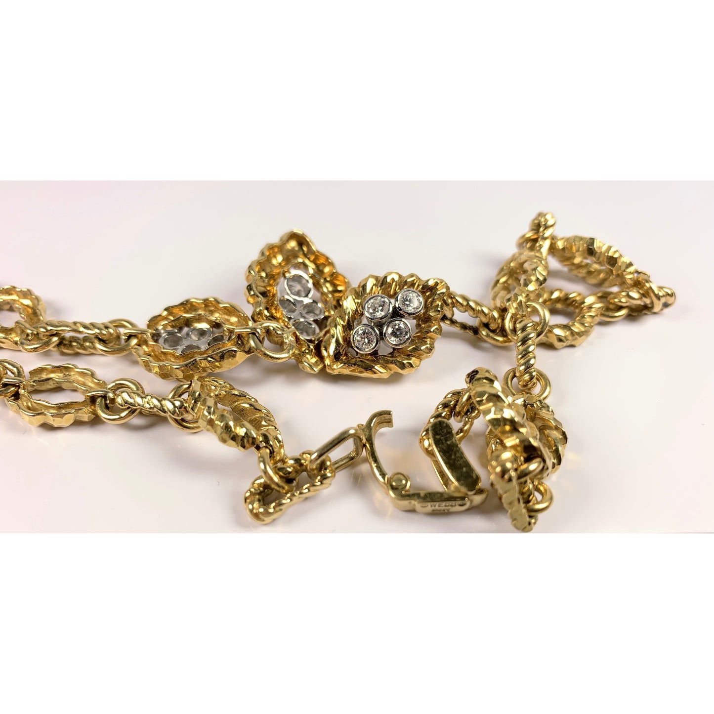 David Webb 18k Gold Diamond Necklace & Earrings Set