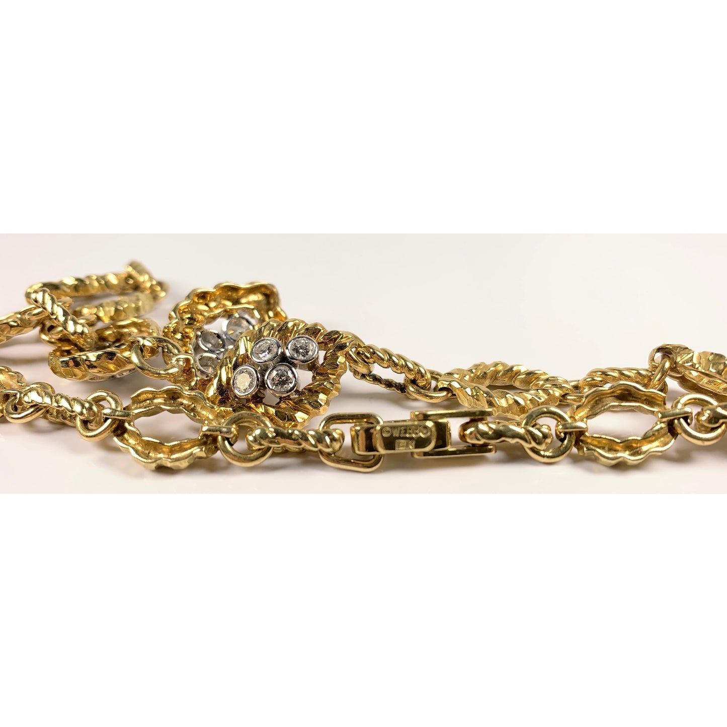 David Webb 18k Gold Diamond Necklace & Earrings Set